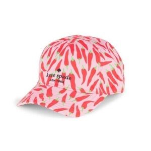 Kate Spade NY Red Pepper Cotton Baseball Cap Hat One Size Pink & Red NEW NWT!